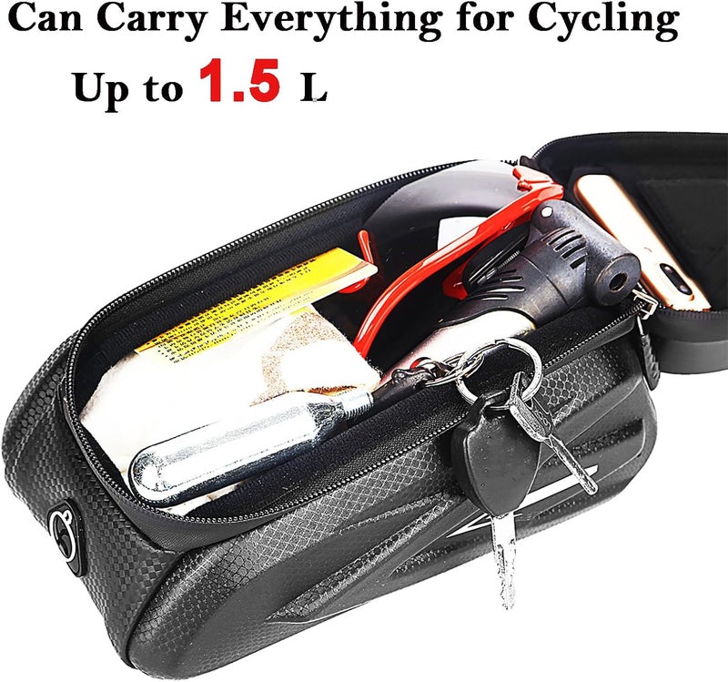 COTOUXKER Bike Frame Bag, Mountain Bike Phone Holder Bag for Road and Mountain Bikes Cycling Storage Bags - Image 3